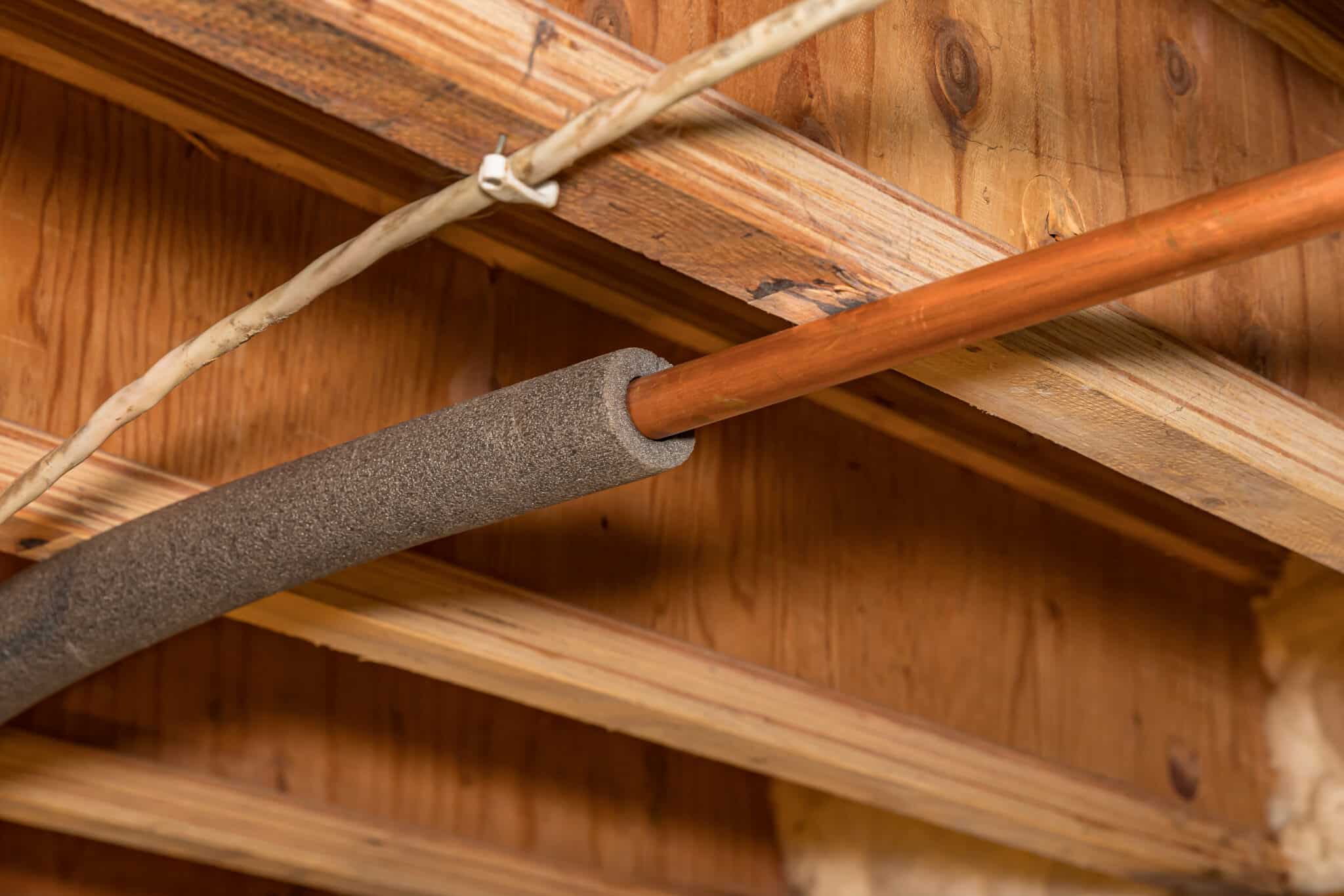 Water pipe with insulation in house, Pipe Insulation.