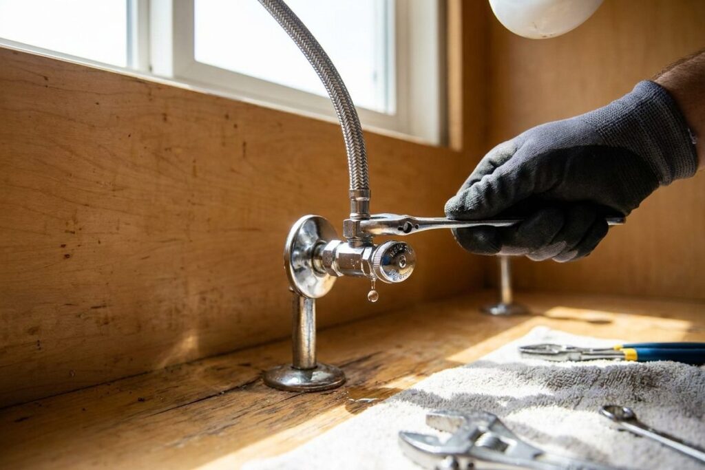 Angle Stop Replacement to Fix Under Sink Leaks